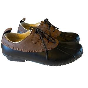 JBU waterproof leather rubber faux fur  Glenda duck shoes EUC size 8